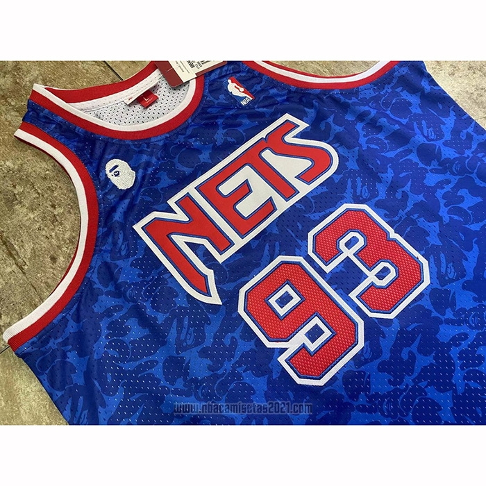 Camiseta Brooklyn Nets Bape #93 Hardwood Classic Azul